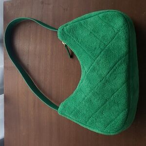 H&M green fuzzy shoulder bag purse
